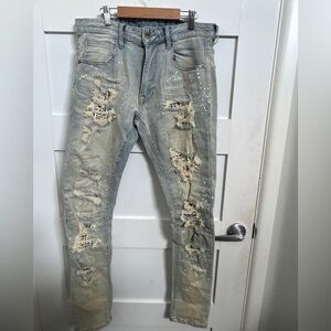 Trendy Smoke Rize Distressed Gray Men's Skinny Jeans size 32